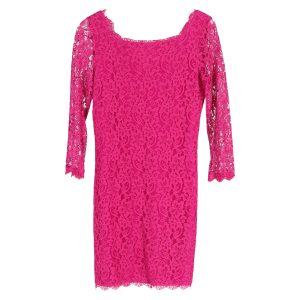 Diane Von Furstenberg Zarita Langarm Spitze Kleid in rosa Rayon 7748688805948