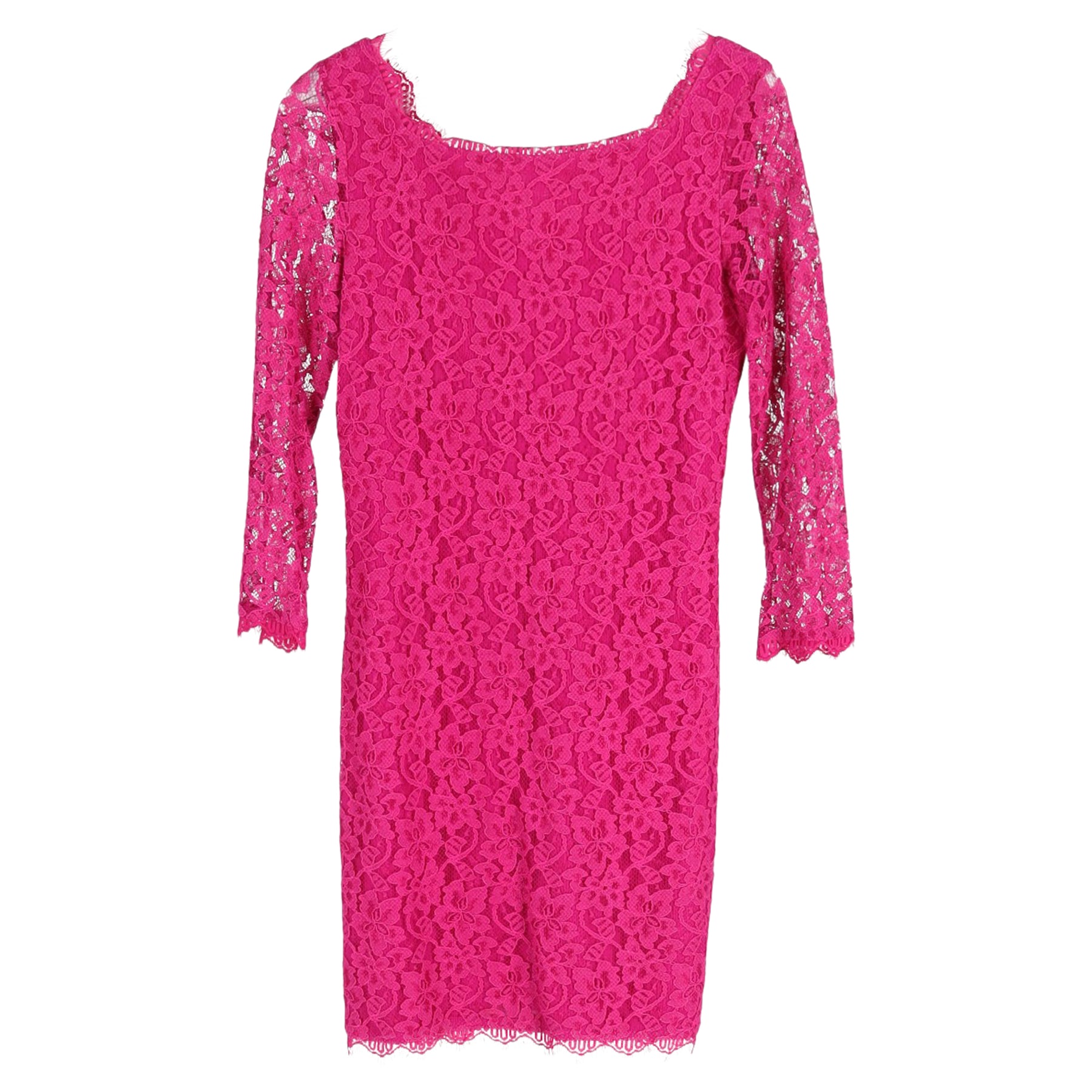 Diane Von Furstenberg Zarita Kleid aus Spitze mit langen Ärmeln in Rosa Viskose