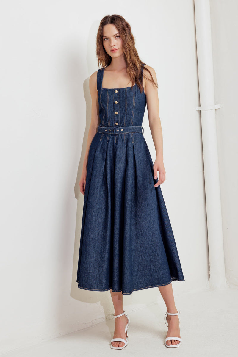 MOONLIGHT SERENADE Denim MIDI Kleid