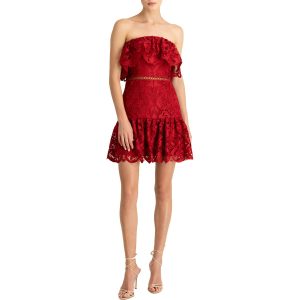 gekräuselte Spitze Minikleid