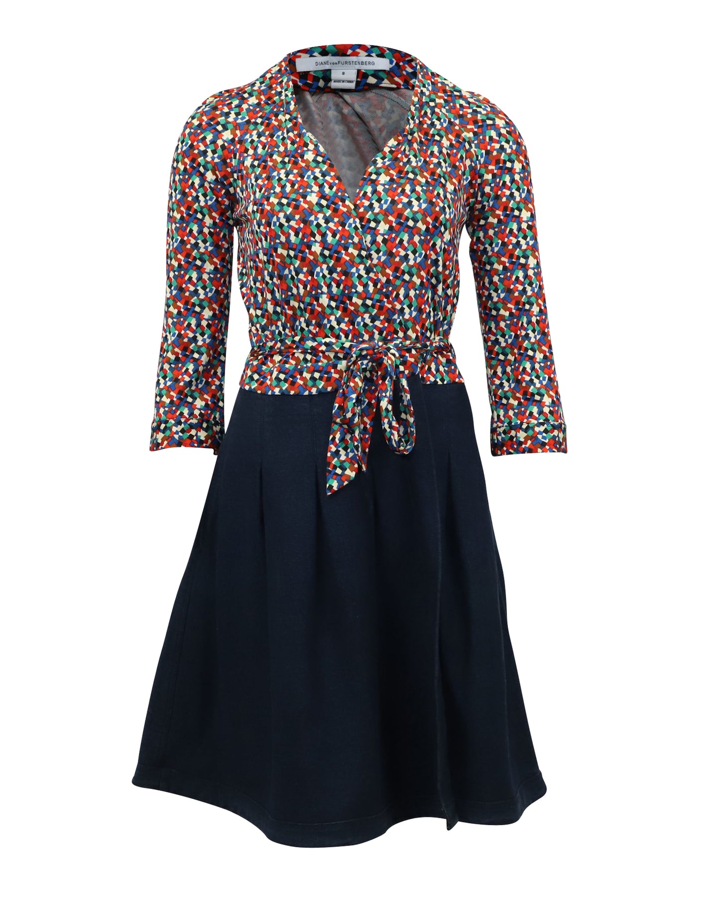 Diane Von Furstenberg Wickelkleid mit Jeansrock aus mehrfarbiger Viskose