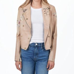 Harley florale Lederjacke in weiß
