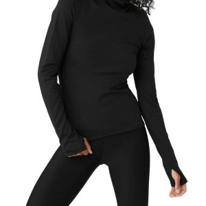 Airlift Winter Warm mit Kapuze Runner Top in schwarz