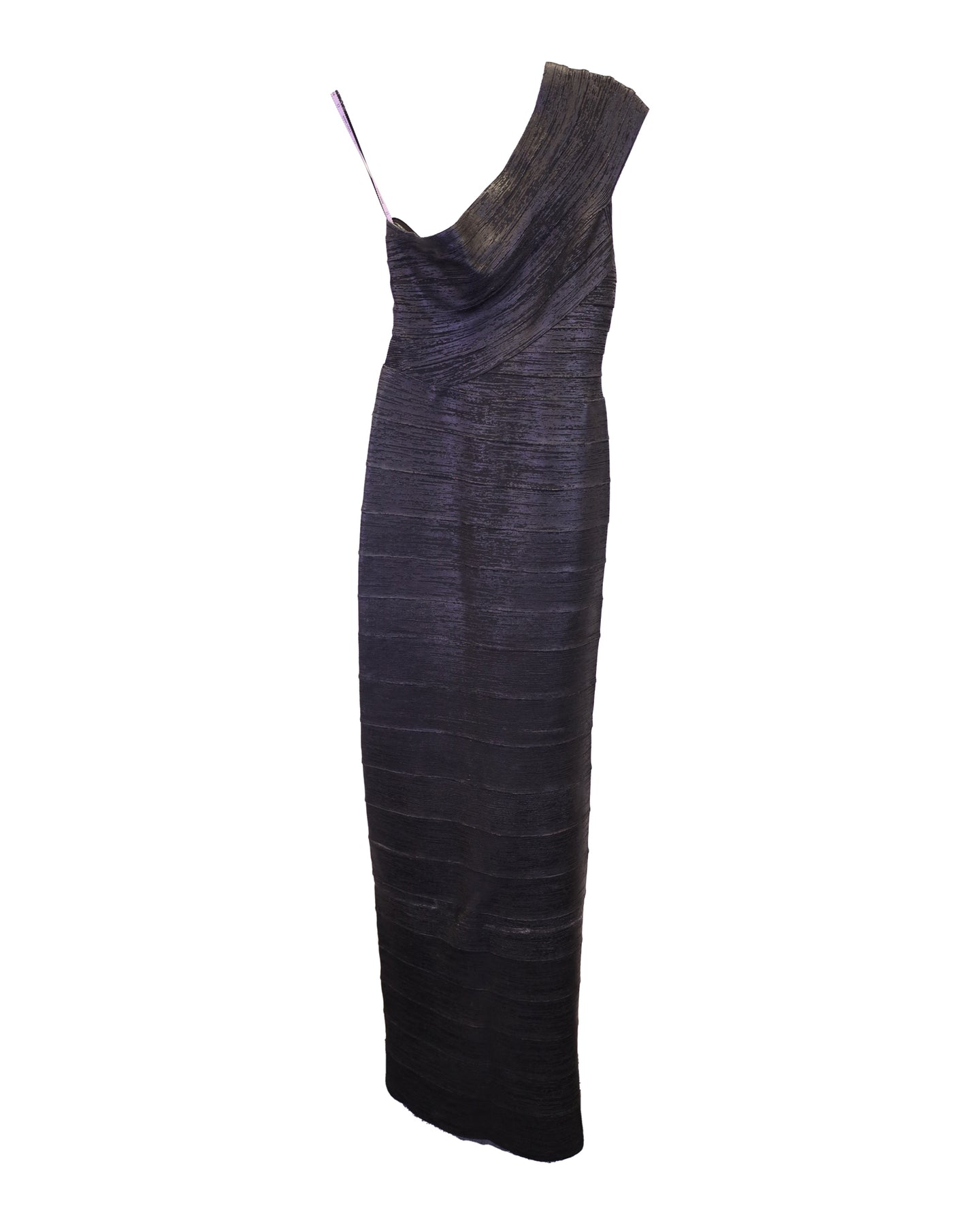 Herve Leger Ein Schulter langes Kleid in Schwarz Viskose