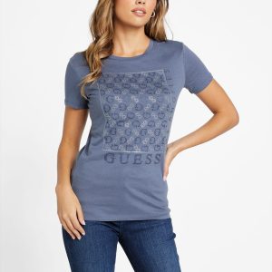 Naty Rundhals-T-Shirt mit Strasssteinen