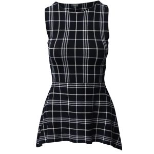 Theory Kalora Lustrate Plaid Peplum Bluse in Marineblau Rayon