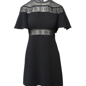 Sandro Paris Angie gestickte Spitze Minikleid in schwarzem Polyester
