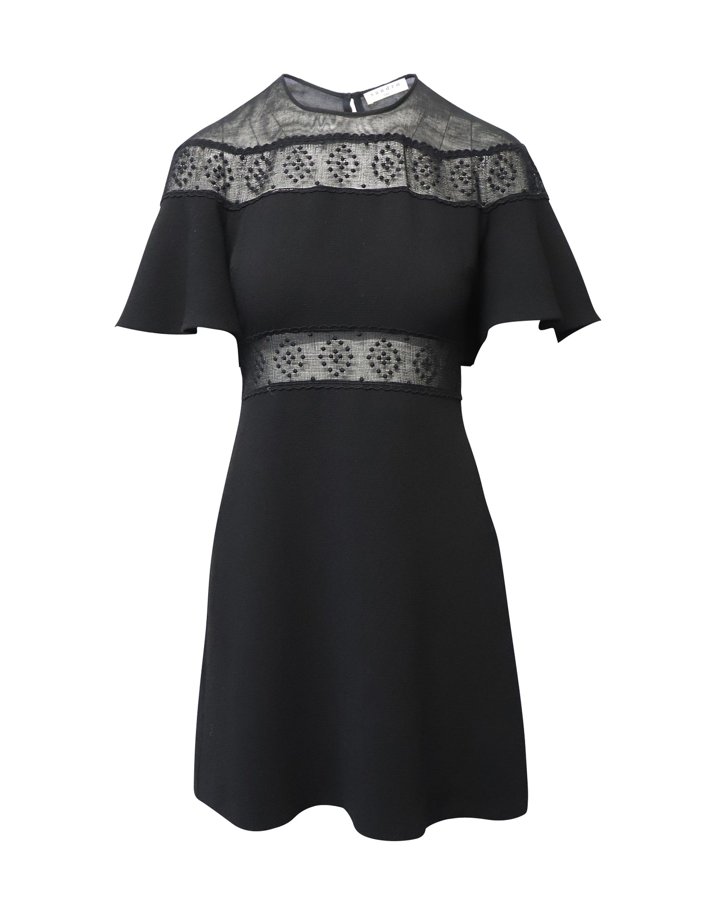 Sandro Paris Angie Besticktes Minikleid aus schwarzem Polyester