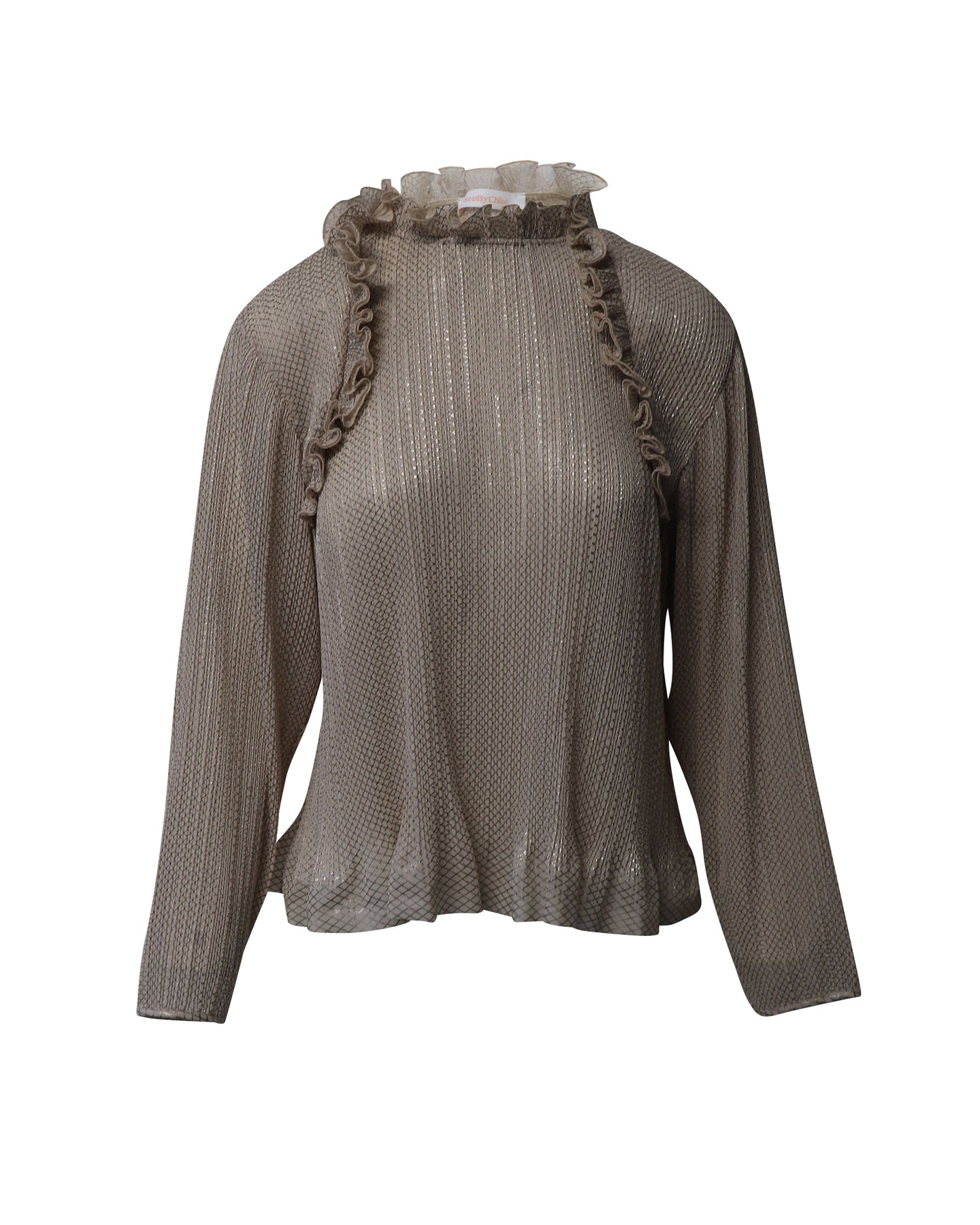 Siehe Chloe Rüschenoberteil aus süßem Beige Polyester
