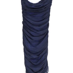Diane Von Furstenberg Lelette Strapless geraffte Midikleid in Marineblau Seide