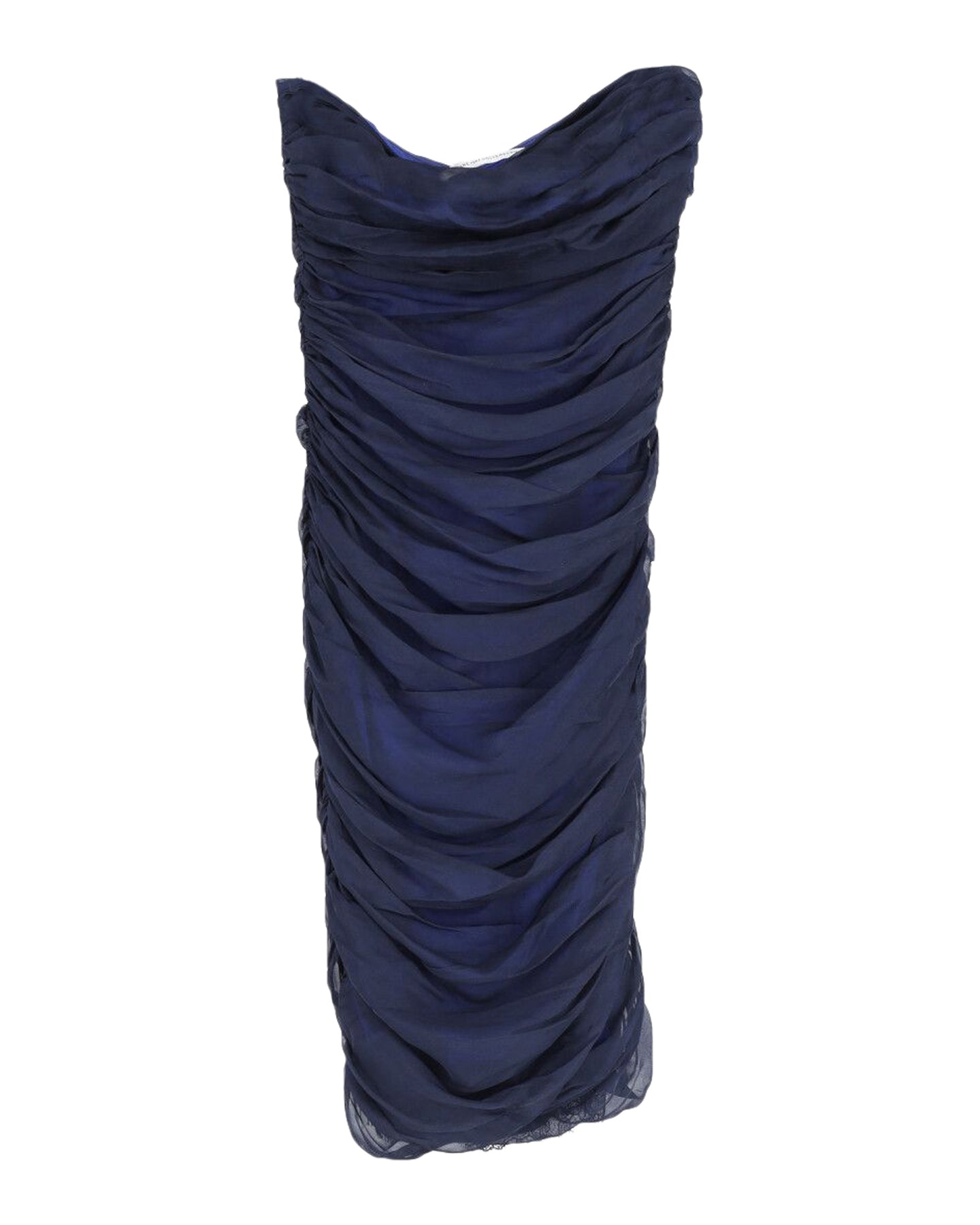 Diane Von Furstenberg Lelette Trägerlos Gerafftes Midikleid in Dunkelblau Blau Seide