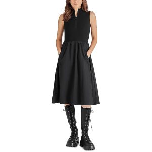 Knee-Length Mixed Media Fit & Flare Kleid