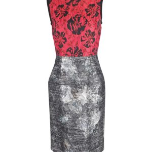 Dolce & Gabbana bedrucktes ärmelloses Kleid in Rot und Silberacetat