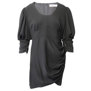 Self Portrait Stretch Crepe Midikleid in schwarzer Viskose