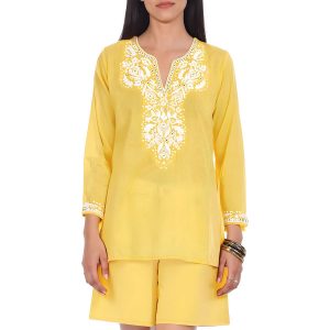 Embellished Baumwolle Tunika oben
