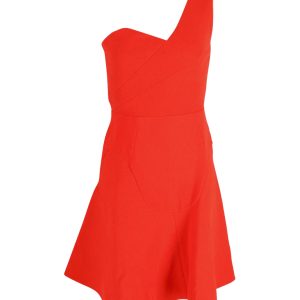 Roland Mouret One-strap Flared Minikleid aus orange Wolle
