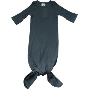 Anthrazit Bio-Baumwolle geripptes Knotenkleid