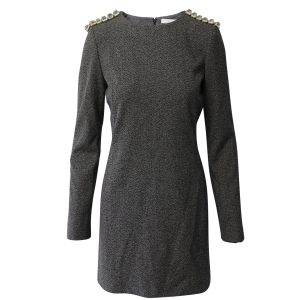 Chloe Epaulettes Sheath Kleid aus schwarzer Wolle