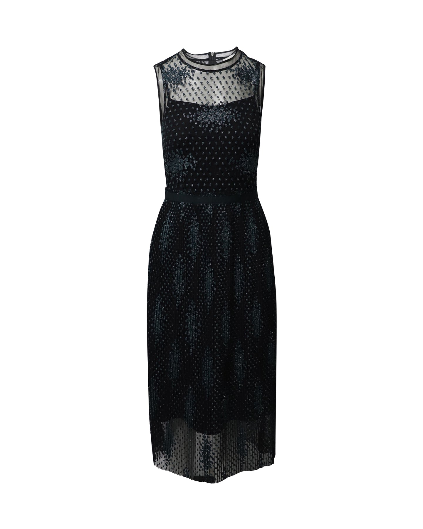 Boss ärmelloses Tüllkleid aus schwarzem Polyester