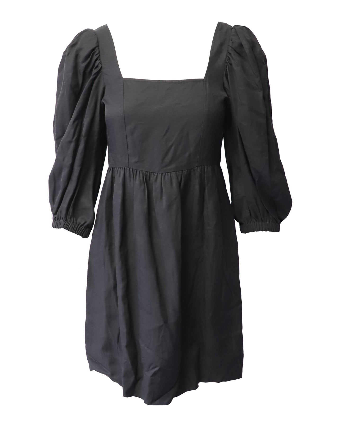 Ba&sh Minikleid mit Puffärmeln aus schwarzer Viskose