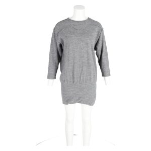Isabel Marant Quarter-Sleeve Minikleid aus grauer Wolle