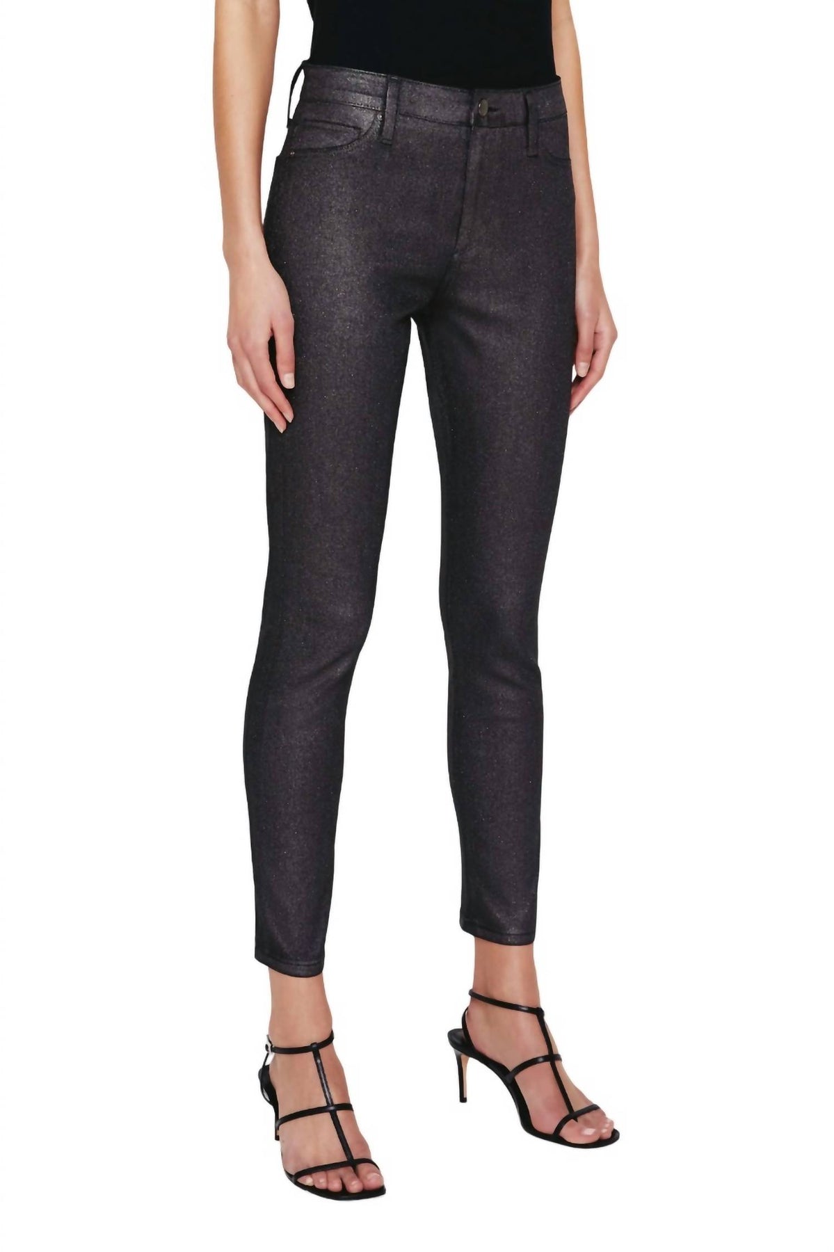 Farrah Beschichtete Skinny Knöchel Jean in leuchtendem Grau
