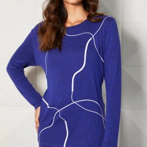 Abstrakte Scoop Tunika in Indigo