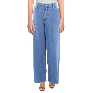 High-Taille Denim breite Bein Jeans