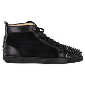 Christian Louboutin Louis Spikes High Top Sneaker aus schwarzem Leder