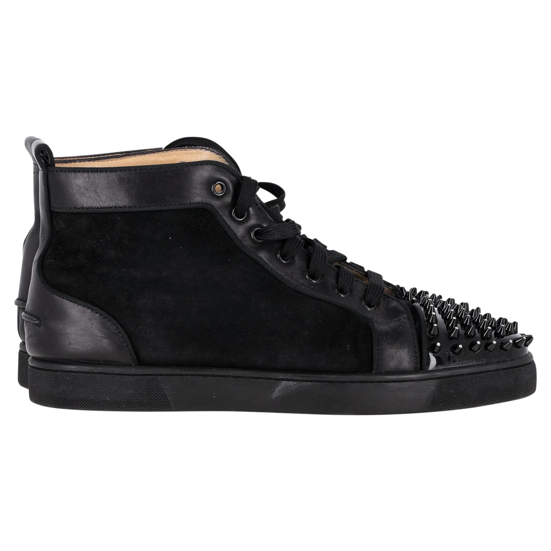 Christian Louboutin Louis Spikes High Top Sneaker aus schwarzem Leder