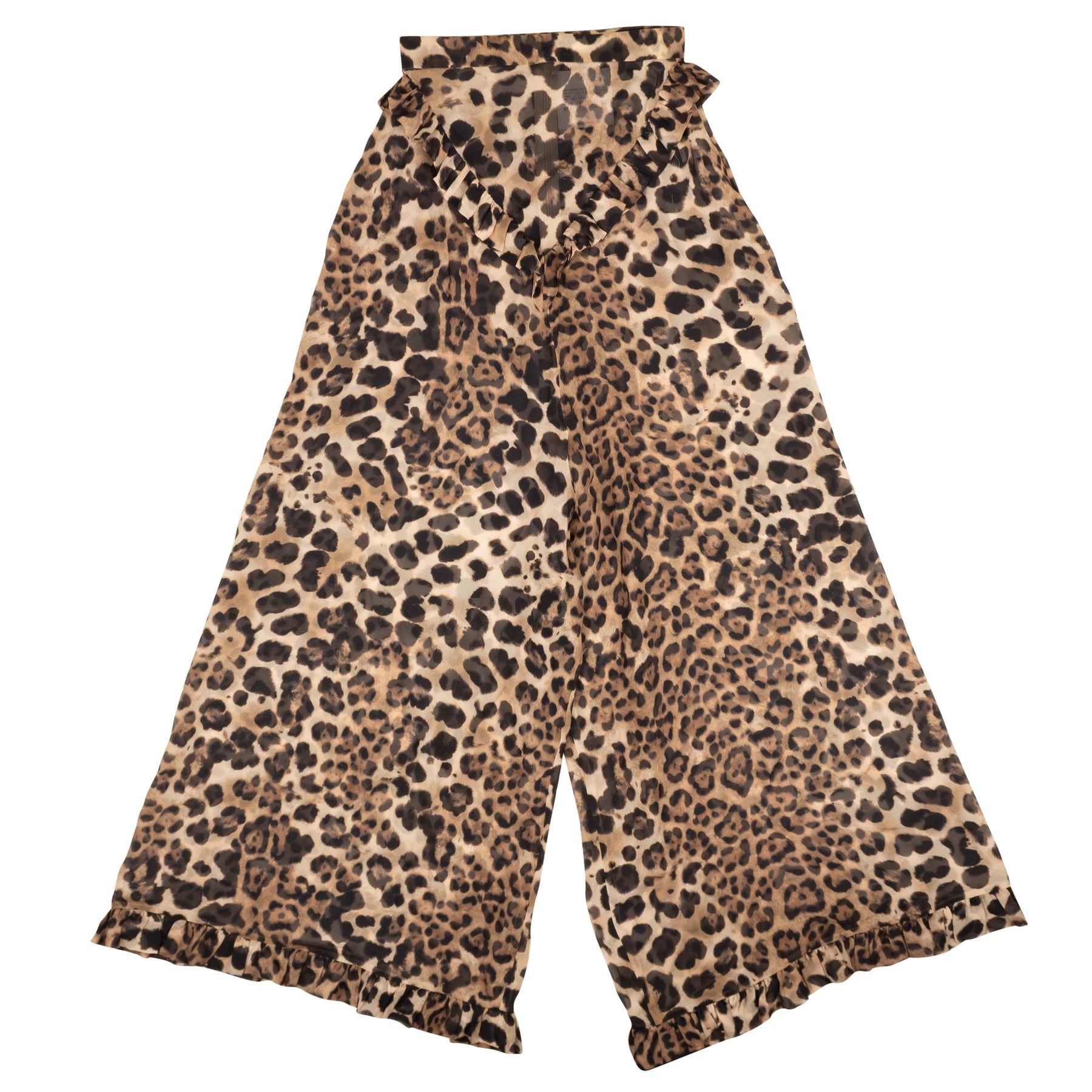 Rodarte Rüschenhose aus Seide mit Leopardenmuster – Braun