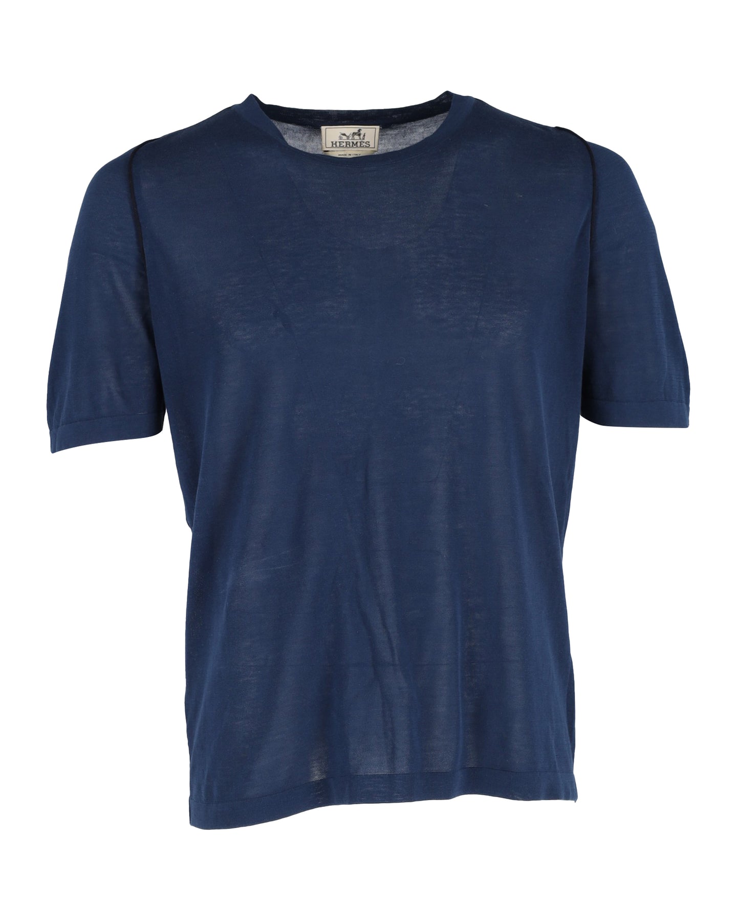Hermes T-Shirt mit Rundhalsausschnitt aus blauer Baumwolle