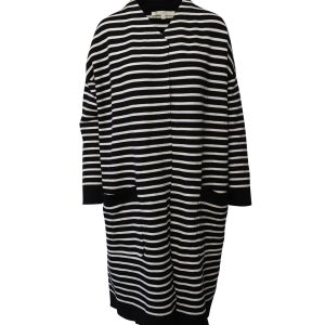 Maje Knitted Langmantel in schwarz-weiß Acryl