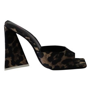 Der Attico Leopardenmuster Devon Mules aus braunem Satin