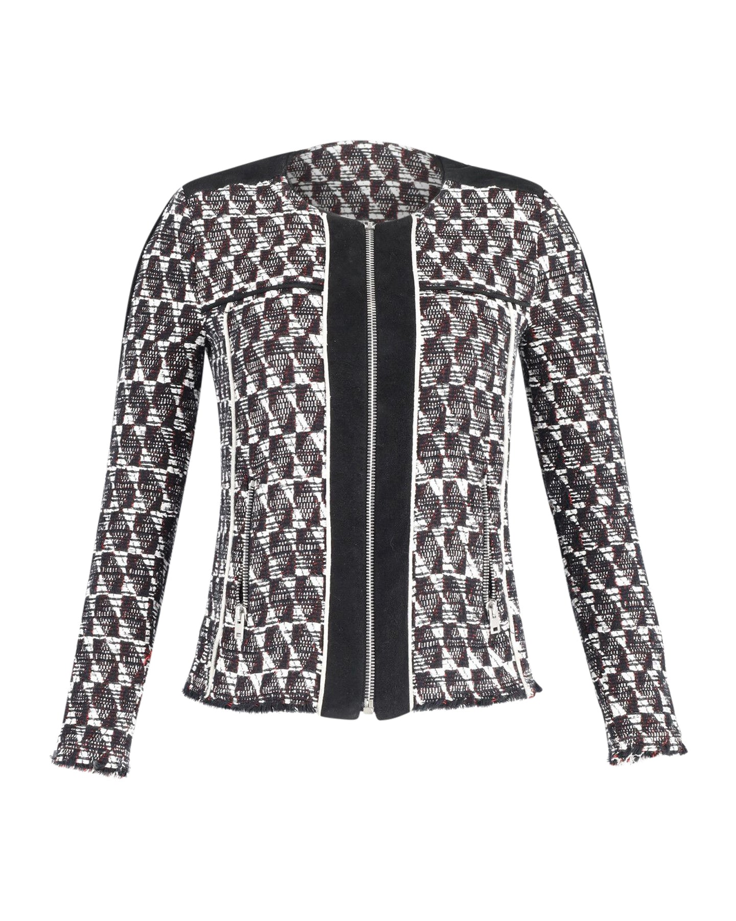 Iro Kamber Tweed Jacke aus schwarzer und weißer Baumwolle