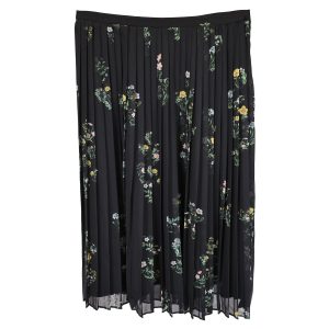 Max Mara Studio Pleated Blumenmuster Rock aus schwarzem Polyester