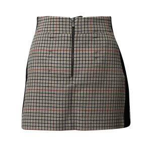 Maje Check Minirock mit schwarzer Seitennahtplatte aus beige Baumwolle
