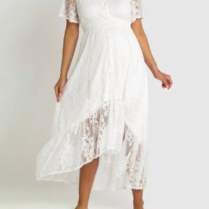 Lace Maternity Gown in weiß