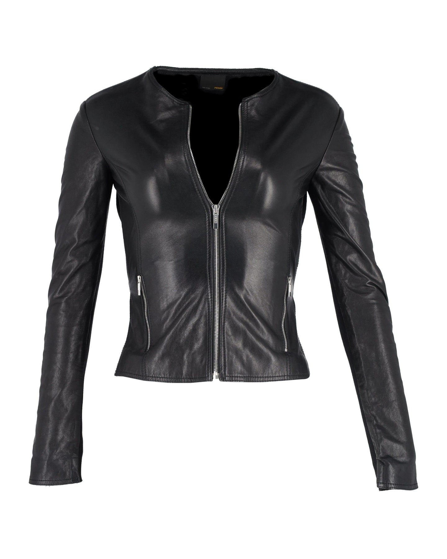 Fendi Biker Jacke aus schwarzem Leder