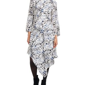 Natori Asymmetrical Drape Vent Sleeve Seidenblendkleid