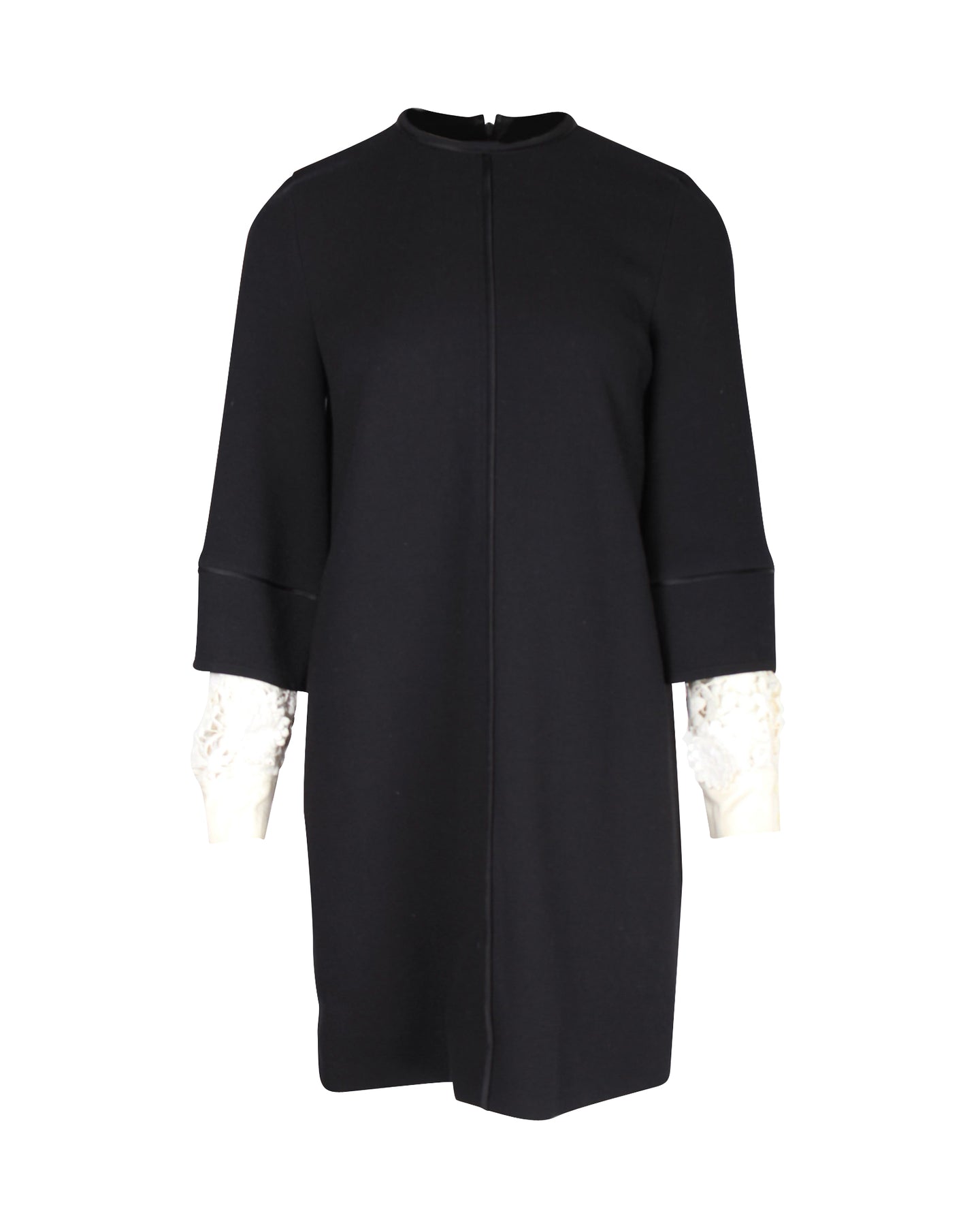 Victoria Beckham Kleid mit Spitzenärmeln aus schwarzer Wolle