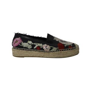 Alexander McQueen Blumen bestickt Espadrille Slip-Ons in schwarzem Canvas