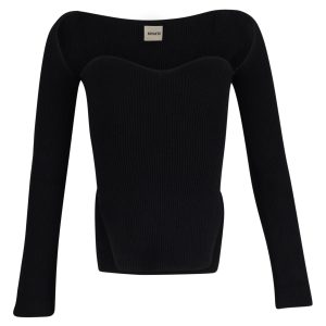 Khaite Maddy gerippter Pullover in schwarzer Viskose