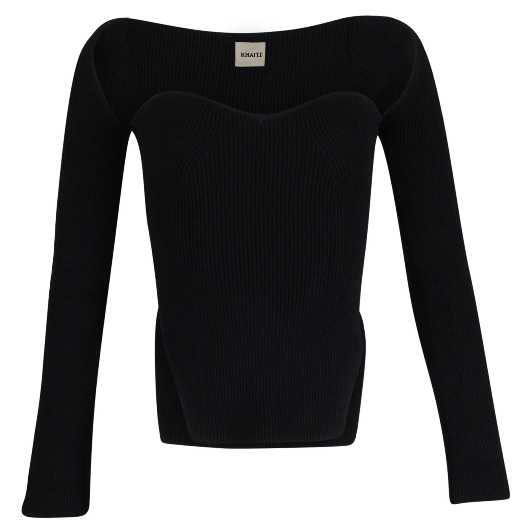 Khaite Maddy Pullover mit Rippenmuster aus schwarzer Viskose