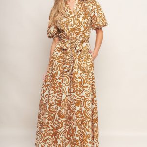 Zimt GARDEN gewebt MIDI Kleid