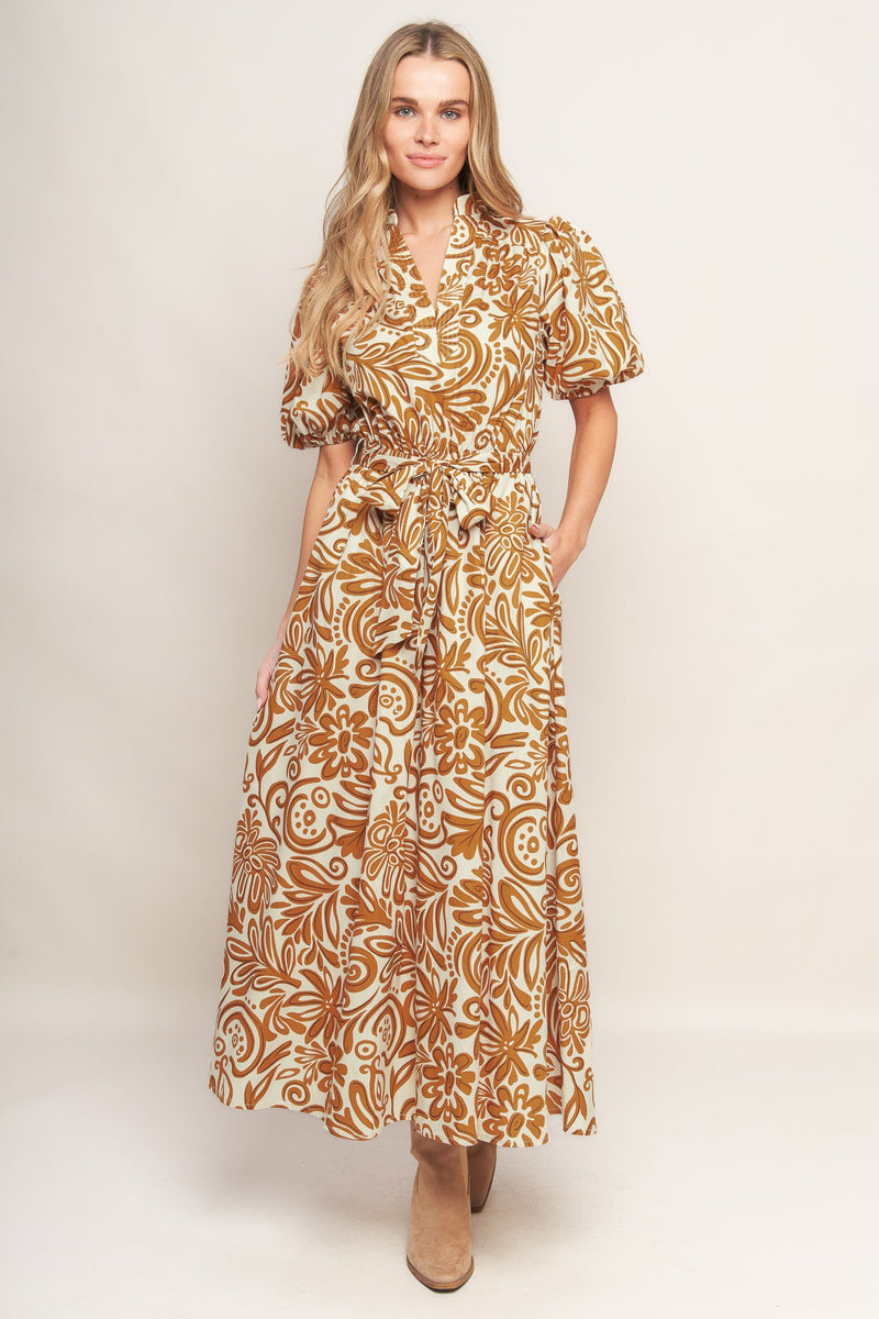 Zimt GARDEN gewebt MIDI Kleid