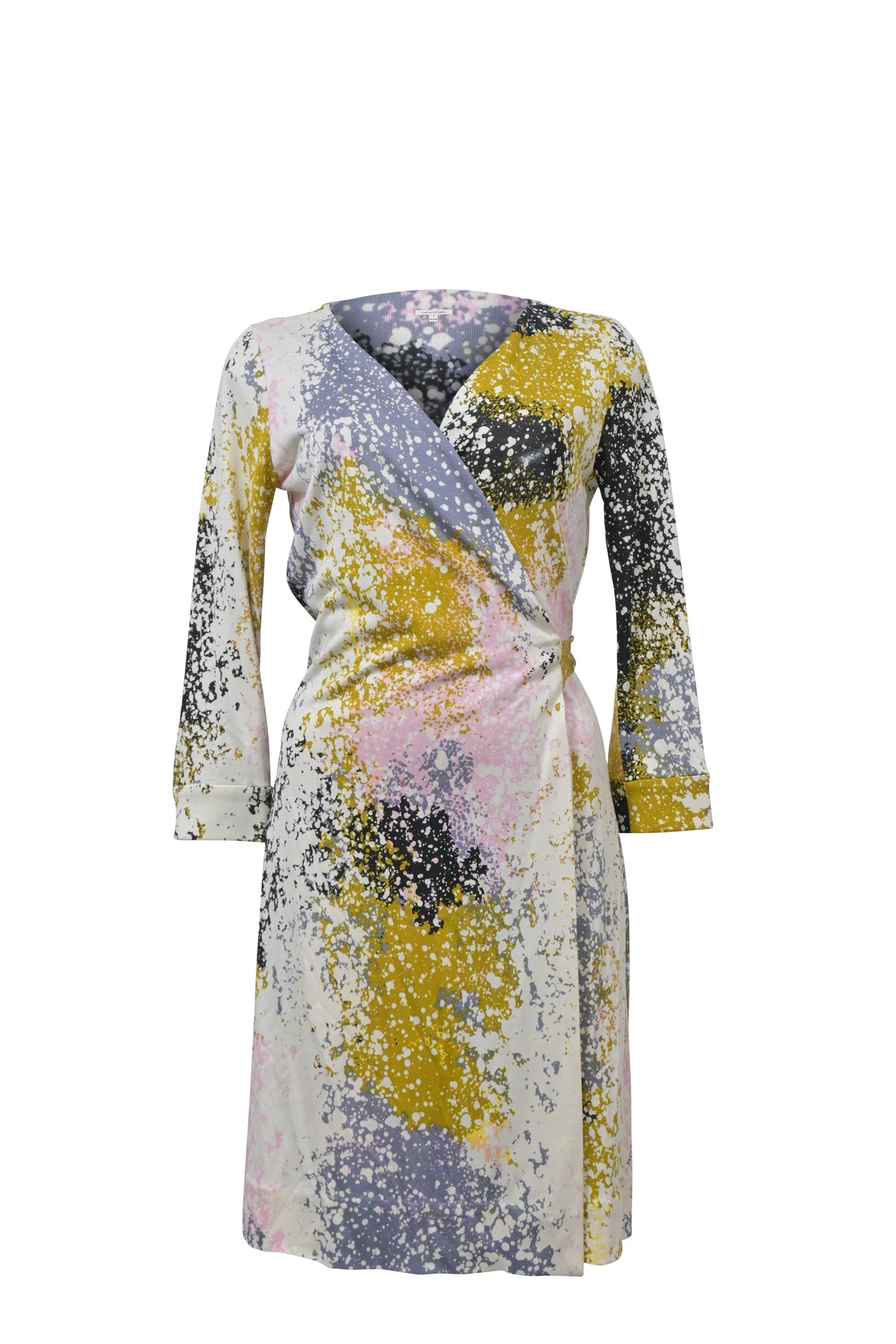 Diane Von Furstenberg Paint Splatter Muster Wickelkleid aus mehrfarbiger Seide