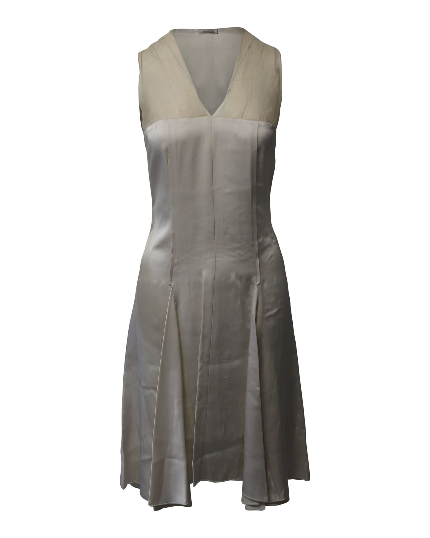 Nina Ricci Kleid mit V-Ausschnitt aus cremefarbener Viskose