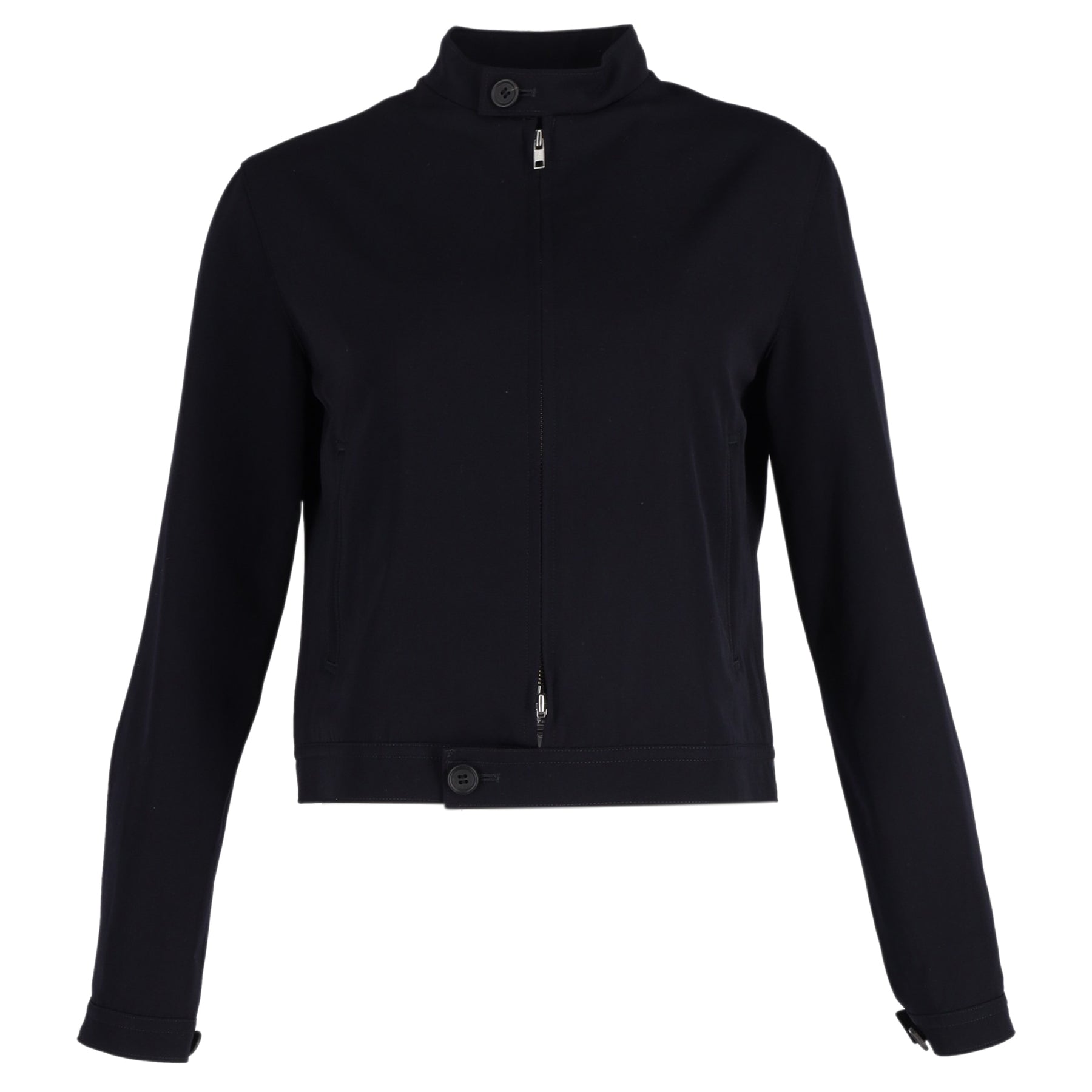 Yohji Yamamoto Jacke mit Reißverschluss in Marineblauer Wolle