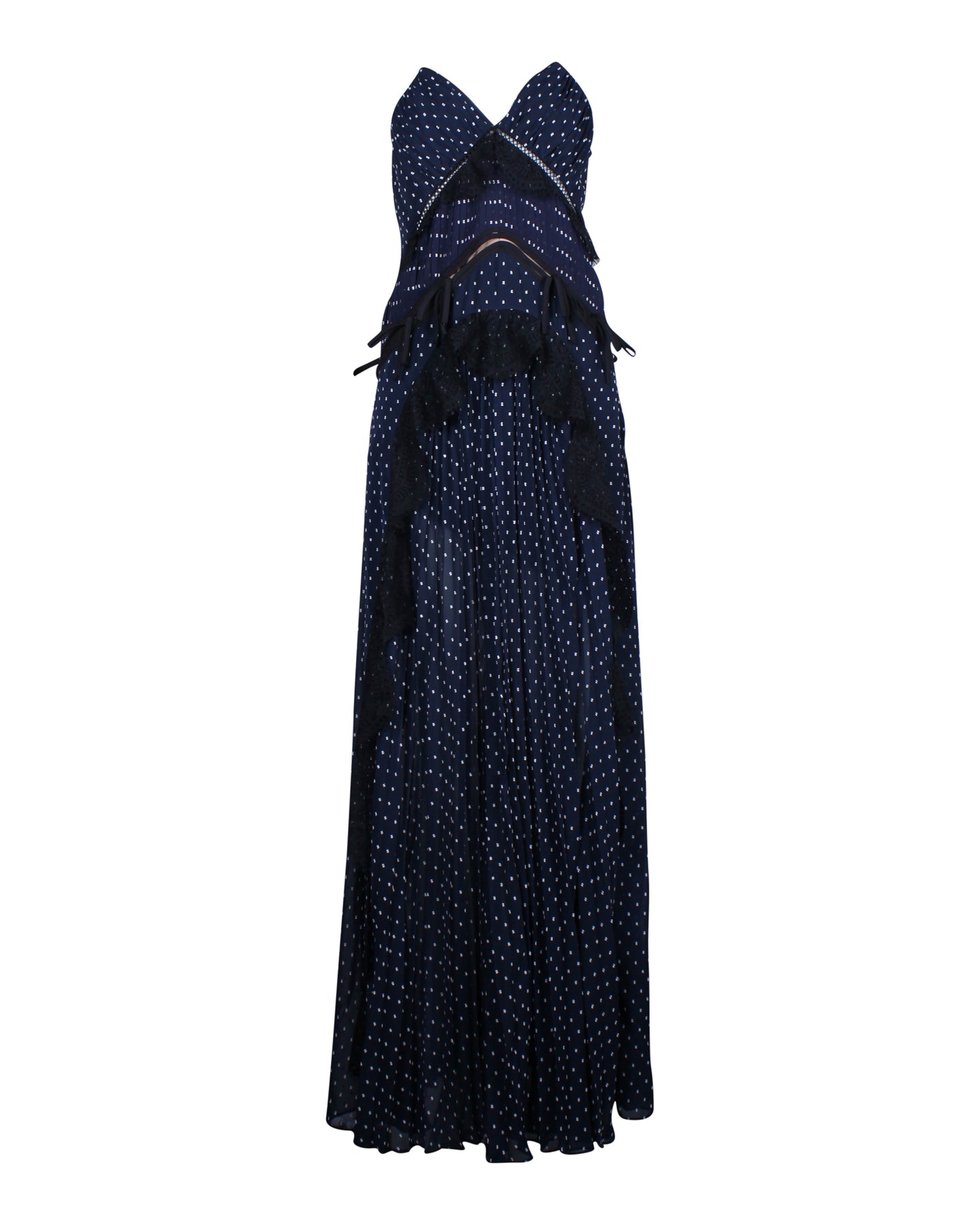 Self-Portrait Polka Dot Muster Maxikleid aus dunkelblauem Polyester